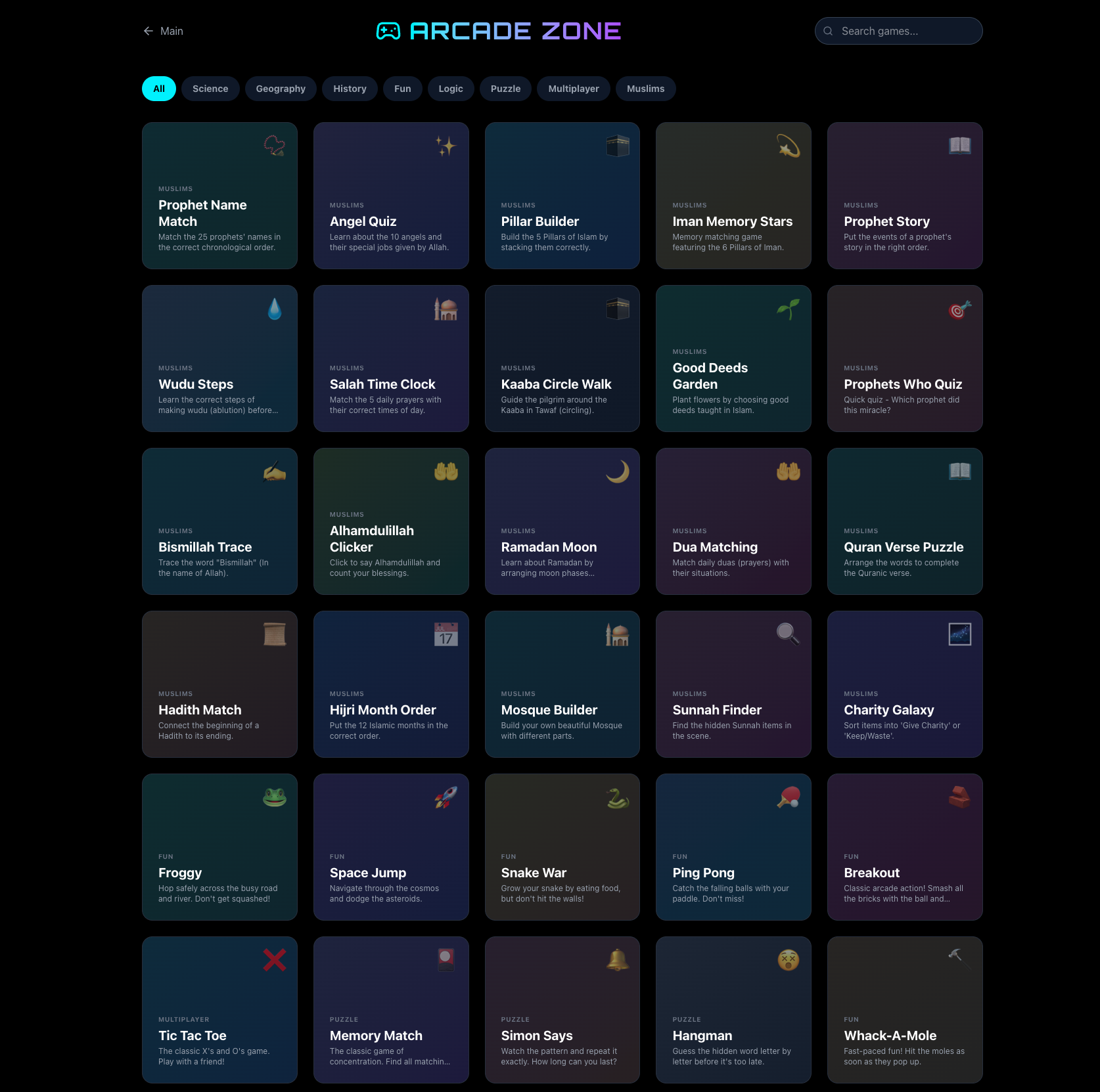 Daftar ratusan game edukasi yang tersedia