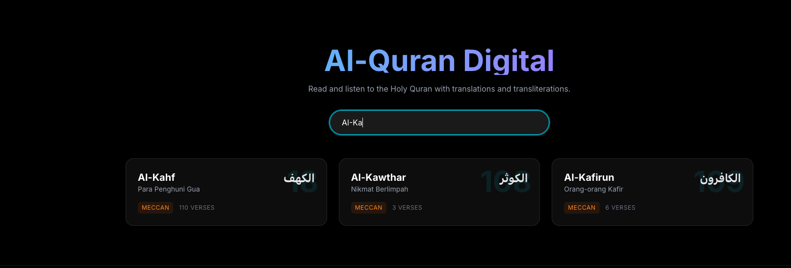 Surah Search Feature